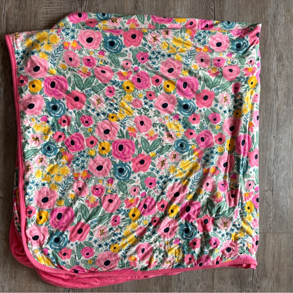 Little Sleepies Floral Blanket - Pink, Yellow, Blue